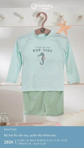 Bộ bơi Áo dài tay, quần đùi khóa sau Bubaby BSM171300.03YL99
