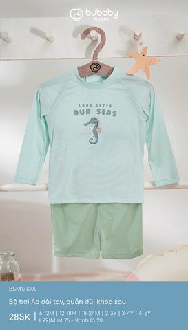 Bộ bơi Áo dài tay, quần đùi khóa sau Bubaby BSM171300.03YL99
