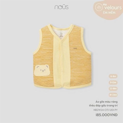 Áo gile màu vàng thêu đáp gấu trang trí Nous NB2W24-OT1-U01-PY-12M