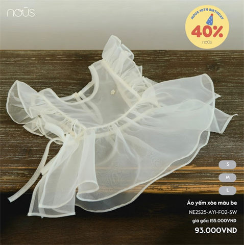 Áo yếm xòe màu be Nous NE2S25-AY1-F02-SW-S