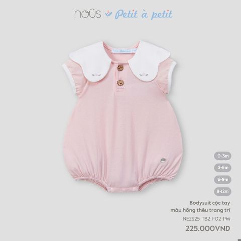 Bodysuit cộc tay màu hồng thêu trang trí Nous NE2S25-TB2-F02-PM-0M