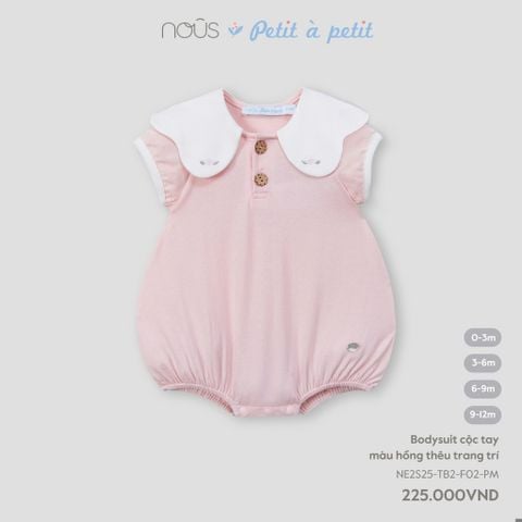 Bodysuit cộc tay màu hồng thêu trang trí Nous NE2S25-TB2-F02-PM-0M
