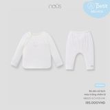 Bộ dài cài lệch màu trắng chấm bi Nous NB1S25-SC3-F05-DW-NB