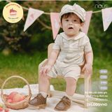Bộ liền cộc màu ghi phối trắng đính nơ Nous NE2S25-OP1-M05-PA-0M
