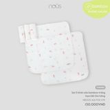 Set 5 khăn sữa bamboo trắng họa tiết thỏ hồng Nous NB2S25-AU1-F04-OW-FS