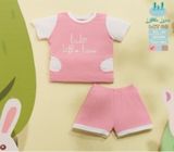 Bộ cộc tăm đáp túi sườn Little Love 2023 hồng 12-18m
