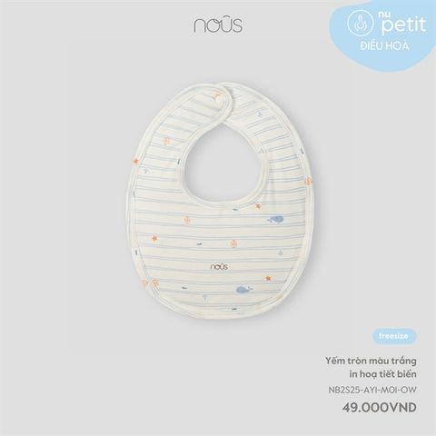 Yếm tròn màu trắng in hoạ tiết biển Nous NB2S25-AY1-M01-OW-FS