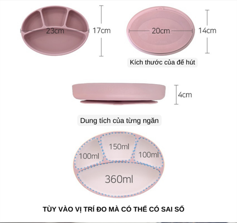 Khay ăn dặm đế hít silicone cao cấp Hàn Quốc Modui