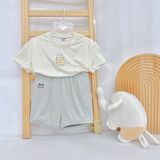 Bộ cộc áo cánh dơi quần bí ngô trắng xám Bonchi 18-24m