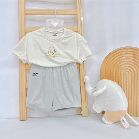 Bộ cộc áo cánh dơi quần bí ngô trắng xám Bonchi 18-24m