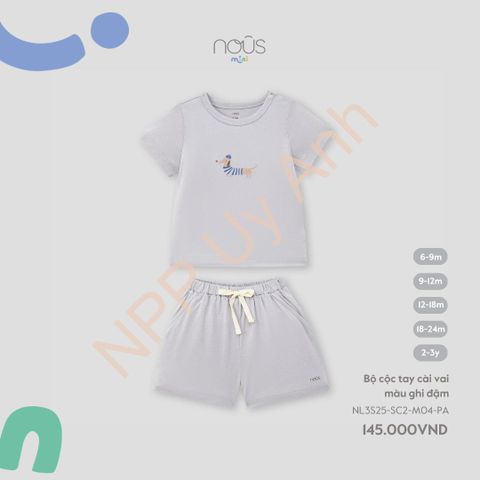 Bộ cộc tay cài vai màu ghi đậm Nous NL3S25-SC2-M04-PA-6M