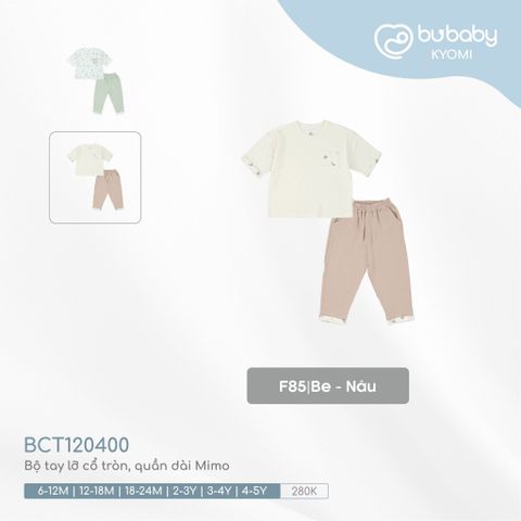 Bộ tay lỡ cổ tròn, quần dài Mimo Bubaby BCT120400.18MF85