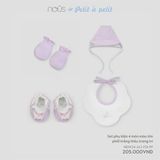 Set phụ kiện 4 món màu tím phối trắng thêu trang trí Nous