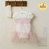 Bộ bodysuit cộc màu trắng kèm váy xòe màu hồng Nous NE2S25-SB2-F04-SW-0M