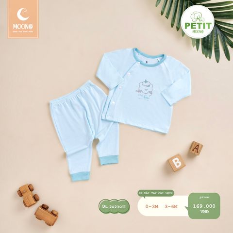 Bộ dài tay Moona cài lệch - gấu kem - 3-6m