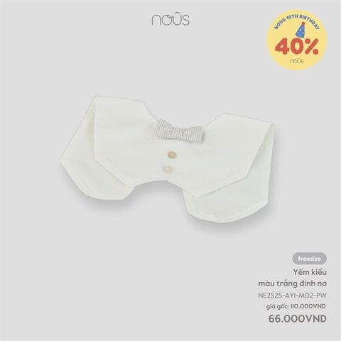 Yếm kiểu màu trắng đính nơ Nous NE2S25-AY1-M02-PW-FS