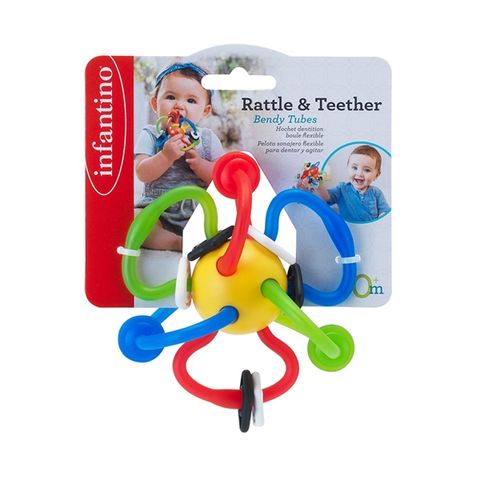 Gặm nướu hình vòng tròn màu đỏ - Rattle & Teether Bendy Tubes Infantino