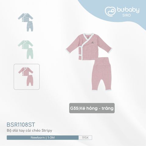 Bộ dài tay cài chéo Stripy Bubaby