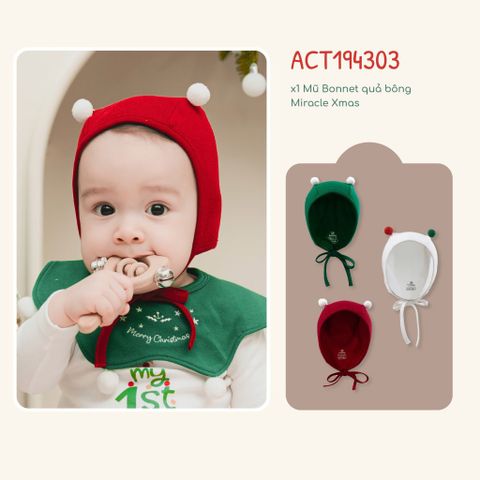 Mũ Bonnet quả bông Miracle Xmas Bubaby ACT194303.M12A49