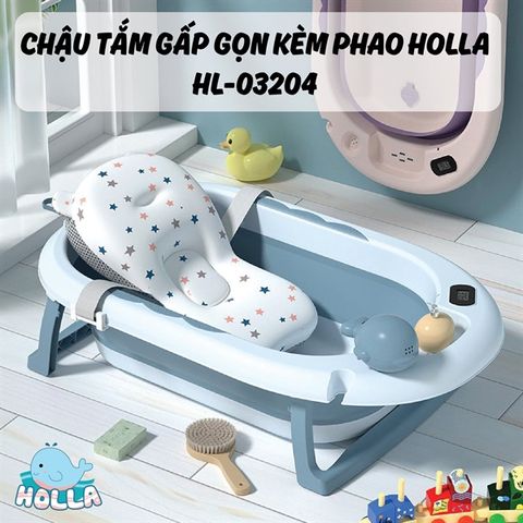 Chậu tắm HOLLA gấp gọn kèm phao có nhiệt kế HL-03204