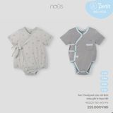 Set 2 bodysuit cộc cài lệch màu ghi in họa tiết Nous NB2S25-TB2-M03-PA-0M