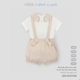 Bộ quần yếm caro nâu và áo cộc tay màu trắng Nous NE3S25-SH1-M02-CN-6M