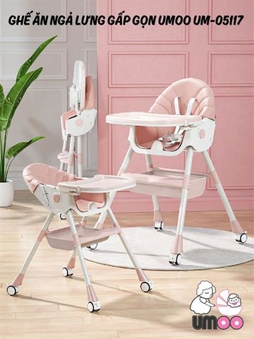 Ghế ăn dặm Umoo có bánh gấp gọn ngả lưng 05145