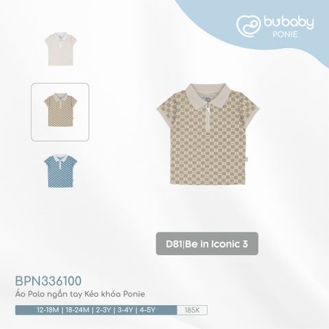 Áo Polo ngắn tay Kéo khóa Ponie Bubaby