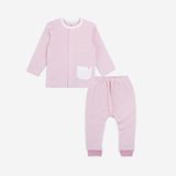Promo Bộ dài tay cài giữa Bamco Bubaby - Kẻ hồng A86 - 9-12m