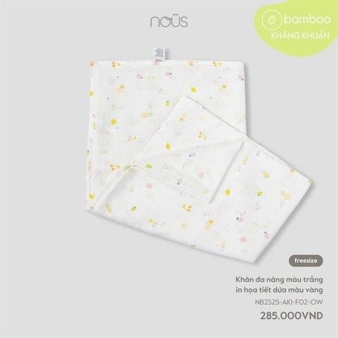 Khăn đa năng màu trắng in họa tiết dứa màu vàng Nous NB2S25-AK1-F02-OW-FS