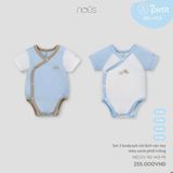 Set 2 bodysuit cài lệch cộc tay màu xanh phối trắng Nous NB2S25-TB2-M01-PB-0M