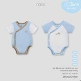 Set 2 bodysuit cài lệch cộc tay màu xanh phối trắng Nous NB2S25-TB2-M01-PB-0M