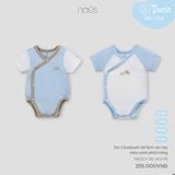 Set 2 bodysuit cài lệch cộc tay màu xanh phối trắng Nous NB2S25-TB2-M01-PB-0M
