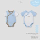 Set 2 bodysuit cài lệch cộc tay màu xanh phối trắng Nous NB2S25-TB2-M01-PB-0M
