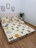 Ga chống thấm Ú oà thun lạnh premium chữ cái và động vật be 2m*2m2