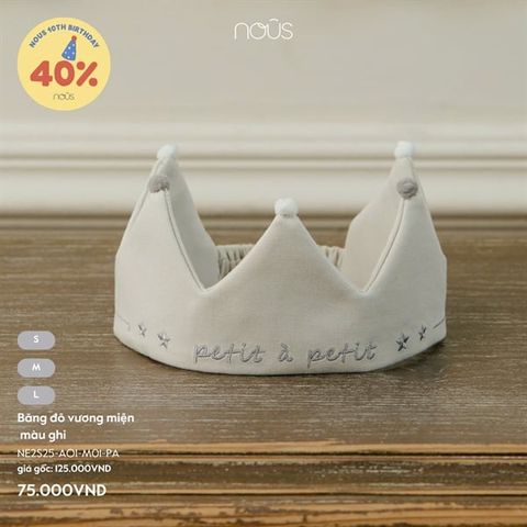 Băng đô vương miện màu ghi Nous NE2S25-AO1-M01-PA-S