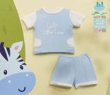 Bộ cộc tăm đáp túi sườn Little Love 2023 xanh 12-18m