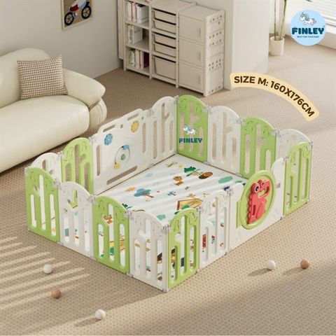 Quây gấp gọn khủng long kèm Thảm 2 mặt & Set bóng pastel Finley