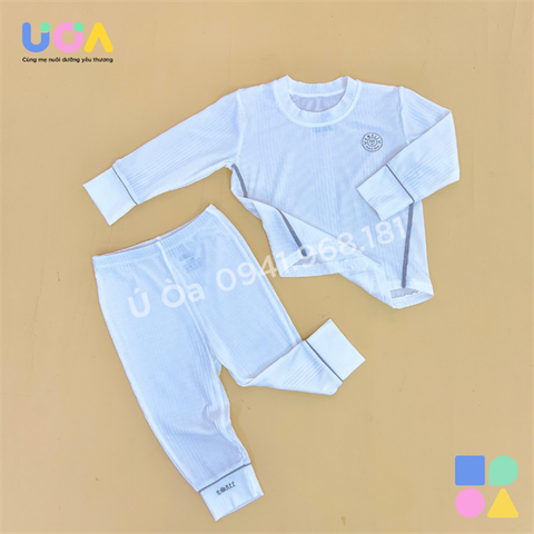 Bộ dài tay Modal Organic Trắng 9-12M - Trắng - 9-12M
