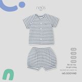 Bộ cộc tay kẻ trắng ghi Nous NL2S25-SC2-M03-TW-0M
