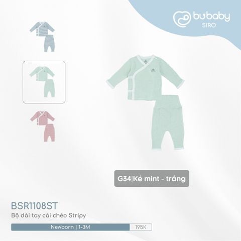 Bộ dài tay cài chéo Stripy Bubaby