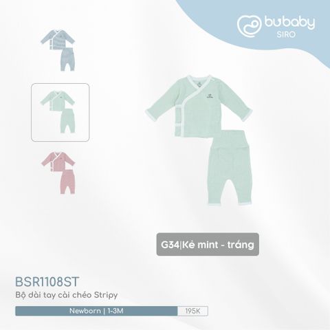 Bộ dài tay cài chéo Stripy Bubaby