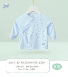 Áo dài tay Goodmama cài lệch - Trắng họa tiết - 0-3m