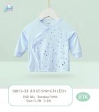 Áo dài tay Goodmama cài lệch - Trắng họa tiết - 0-3m