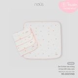 Set 5 khăn sữa trắng in họa tiết màu cam Nous NB2W24-AU1-U12-OW-FS