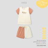 Bộ cộc tay màu be phối màu cam in trang trí Nous NB3W24-SC2-M01-PE-6M