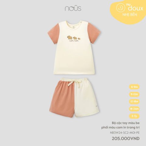 Bộ cộc tay màu be phối màu cam in trang trí Nous NB3W24-SC2-M01-PE-6M