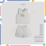 Bộ ba lỗ màu ghi in graphic giữa ngực Nous NL3S25-SC1-M02-PA-6M