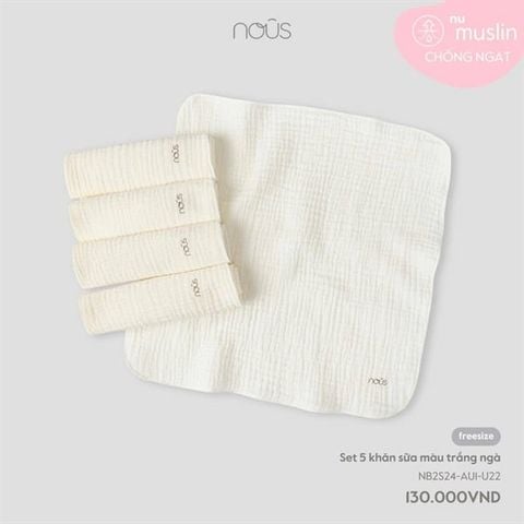 Set 5 khăn sữa màu trắng ngà Nous NB2S24-AU1-U22-SW-FS