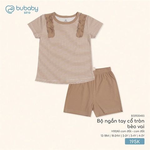 Bộ ngắn tay cổ tròn bèo vai Bubaby BSR130403.03YH18
